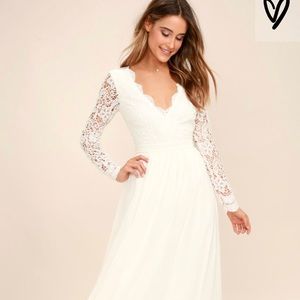 AWAKEN MY LOVE WHITE LONG SLEEVE LACE MAXI DRESS